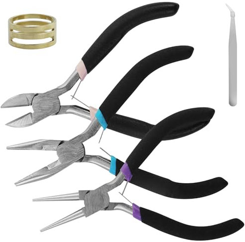 Set di 3 pinze per gioielli in nichel, con pinza rotonda, tagliafili, pinza per gioielli, apriscatole per la creazione di gioielli, per la riparazione di gioielli, pinza fai da te