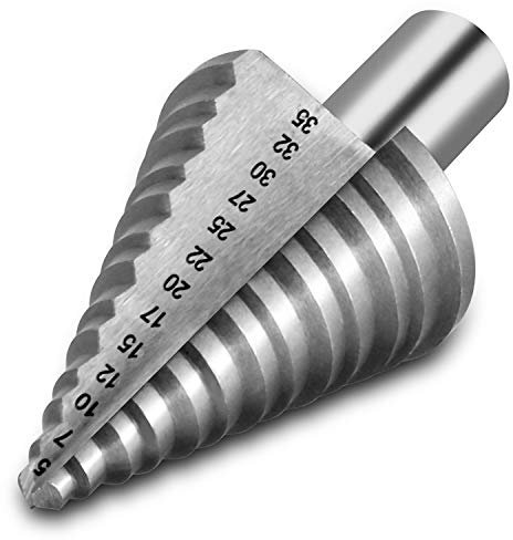 HSS Stufenbohrer 5-35mm, 13 Stufen, 10mm Schaft, für Metall/Holz/Kunststoff, Kegelbohrer mit Selbstzentrierender Spitze