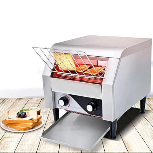 150 300 450 Slices/Hour Commercial Conveyor Toaster, Stainless Steel Bread Baking Machine, Double-Sided Baking 7 Speed Adjustable Toasters Oven, for Toast Croissants Bun Bagel Bread,300pieces/H