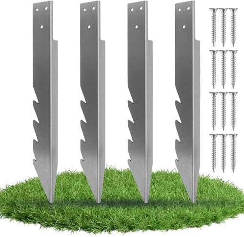 17 inch / 42cm Bodenanker, LA VANE 4er Set Erdanker Gartenschaukel feuerverzinkter Flachstahl Sichere Verankerung für Rosenbogen Spielhaus Spielturm Zelten