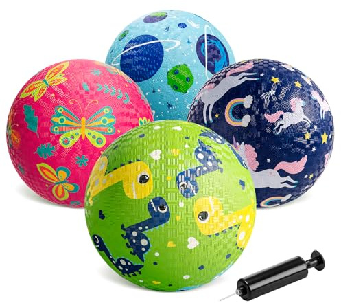 U&C Planet 6/8.5 Inch Rubber Balls for Kids Playground Balls with Pump | Kickball & Handball for Children Age 1-8, Bouncy Ball for Indoor Outdoor Play