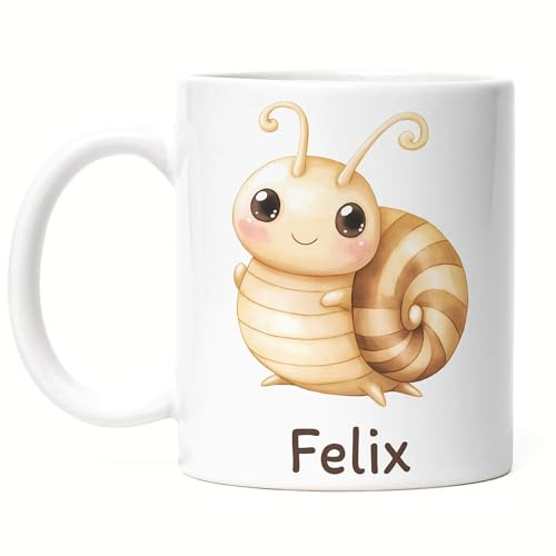 Kiddle-Design Kindertasse mit Namen Personalisiert, Personalisierte Tasse Kinder mit Elefant, Namenstasse Elefanttasse, Kinderbecher als Geschenk zur Geburt, Taufe Weihnachten - Tasse Weiß