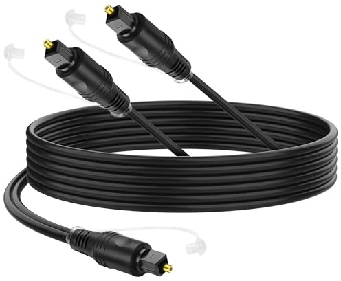 XMSJSIY 1 till 2 Toslink digital optisk kabel 1 kontakt i 2 kontakter ut fiberoptisk ljudkabel med dammkåpor för hemmabio, PS5/PS4, TV, mottagare – 1,5 m/4,9 fot