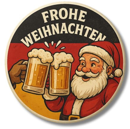 Zolavia Weihnachtsmagnet Rund mit Fröhlichem Nikolaus Motiv, Weihnachtendeko, Dekorative Erinnerungshalter für Zettel am Spind oder Whiteboard, Kleines Präsent für Bekannte (59 mm, 1 Stück)