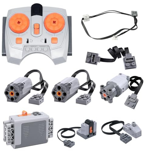 ARCELI Power Functions Set, 9-teiliges Elektrisch Spielzeug Motor, Servo Motor Function mit M/L Motor, Fernbedienung, Batteriebox, Servomotor, Extension Wire kompatibel mit Vielen Modellen