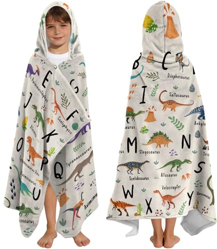 Yasrlvun Dinosaurier-Kapuzenhandtücher für Kinder 127x76 cm Poncho-Handtücher für Jungen und Teenager Strandtuch für Schwimmbad Niedliche Dinosaurier Tragbares Badetuch