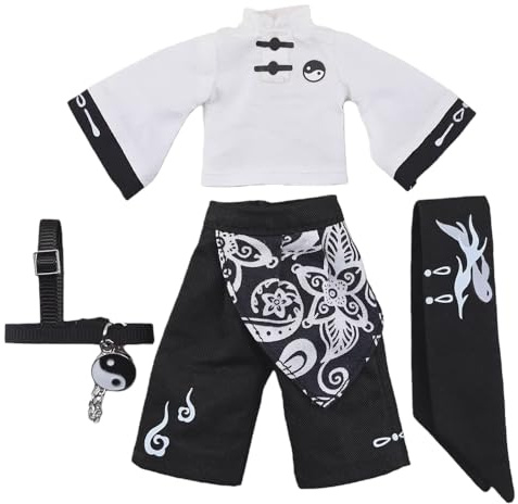 niannyyhouse OB11 Puppenkleider, Schwertkämpfer im antiken Stil, Maßstab 1/12, BJD-Actionfigur-Zubehör (Schwarz - Lang)