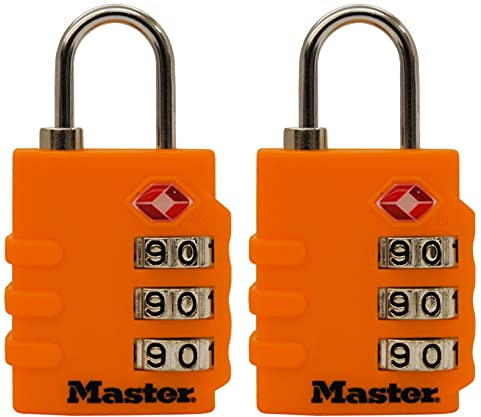 Master Lock 4684T Set Your Own Combination TSA Approved Luggage Lock, 1-3/8 in. Wide, Colors May Vary