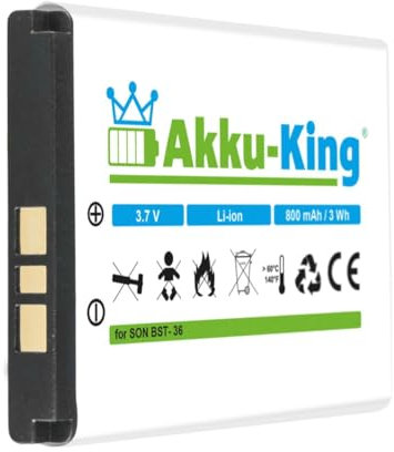 Akku-King Akku kompatibel mit Sony-Ericsson BST-36 - Li-Ion 800mAh - für J300i, K310i, K510i, T250i, T270i, T280i, W200, Z310i, Z550i, Z558i