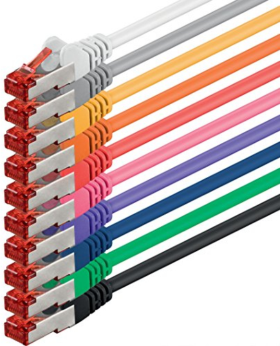 1aTTack.de 10x 5m - Cavo patch di rete Cat 6 Cat6 RJ45 SFTP - 10 colori
