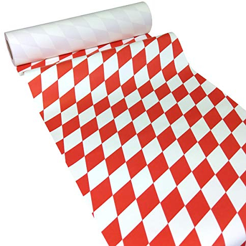 JUNOPAX 38571088 Papiertischläufer 50m x 0,40m Raute rot-weiß nass- und wischfest