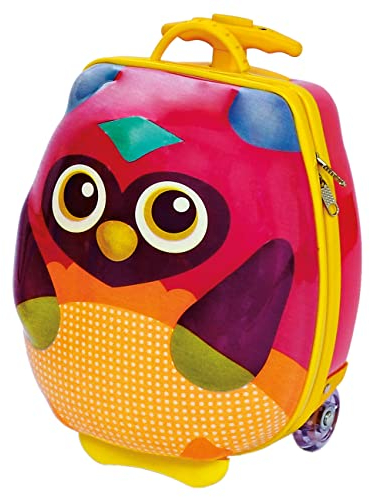 Bino Happy Trolley! Eule, Kindertrolley mit Rollen und ausziehbarem Griff (Kinderkoffer mit 3D Eulen Motiv, kindgerechtes Design, Reisezubehör für Kinder aus hochwertigen Materialien), Mehrfarbig