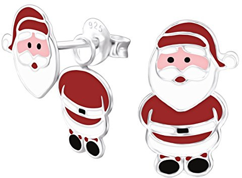 Boucles d'oreilles de Père Noël en argent sterling – Effet 3D