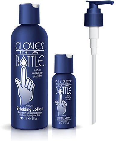 Gloves In A Bottle Shielding Lotion - Great for Dry Itchy Skin! Grease-Less and Fragrance Free! (2oz and 8oz Pack with Pump top)