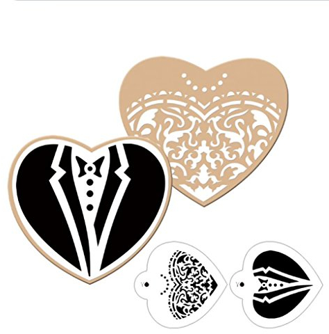 VALINK Set di 3 formine per biscotti a forma di sposa e sposo, in plastica per uso alimentare, resistente, tagliata al laser, lavabile a mano, per torte e decorazioni