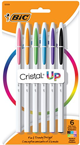 Bic Cristal Up Bolígrafo, punta media (1,2 mm), colores surtidos, 6 unidades