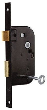 Bricard 2657 Serrure à encastrer axe 50 mm pour Porte de Chambre, Porte Intérieure ou de Service, Clés de sûreté 4 gorges, coloris Noir