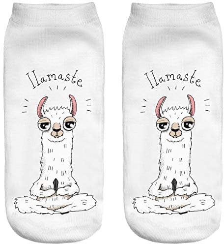 Lustige Socken Sneaker Halbsocken Strümpfe Sportsocken Füßlinge mit Motiv 3D für Frauen, Size EU 36-40, Weihnachten Ferien Seasons Lutscher süßer llamaste [001]