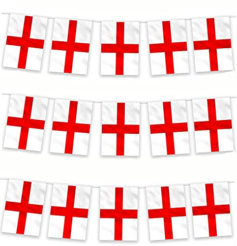 Wimpelkette St. Georges England Englisch Polyester Banner 30 Flaggen für Straßenparty Fußball Rugby Cricket Day WM Dekoration Unterstützung