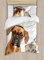 ABAKUHAUS Boxer-Hund Bettbezugs Set für Einzelbetten, Funny Dog Scottish Cat, Milbensicher Allergiker geeignet mit Kissenbezug, 130 x 200 cm, Mehrfarbig Kamel
