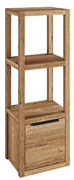 Woodkings Sydney Wandregal Holz Wildeiche I Badregal für Badezimmer 31x90x25cm I Hängeregal 1türig ideal auch für Flur oder Küche I schmales Wandregal I Bücherregal hängend