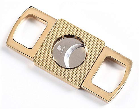 Bärbar giljotin cigarrskärare sax elegant rostfritt stål blad cigarr tillbehör med presentask, guld