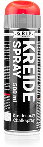 GRIP Eventbasics - Gesso spray neon, 500 ml, colore: rosso fluo, idrosolubile, con ugello superiore