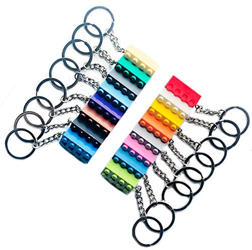 16 Stück Schlüsselanhänger, Baustein Schlüsselbund, Schlüsselbund aus Kunststoff, für Dekoration, Geschenke, Preise (16 Farben)
