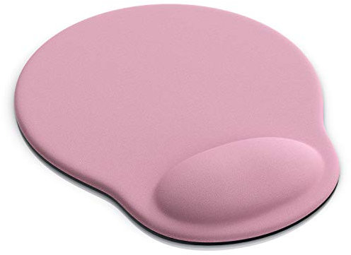 CSL-Computer Mouse Pad, Ergonomic Mouse Mat Wrist Rest Support, Gel Mouse pad with Non Slip Rubber Base Memory Foam, Mousepad for Laptop Office Working Pink