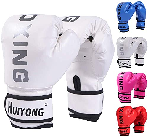 HUINING - Guantoni da boxe per bambini, per bambini con cartone animato Sparring Dajn, età 5-12 anni, colore: Bianco