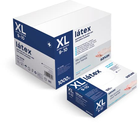 Guante DE Latex Blanco EMPOLVADO XL 100UDS
