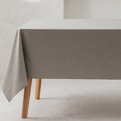GAMUSI Tischdecke, einfarbig, Bio-Baumwolle, wasserdicht, schmutzabweisend, rechteckig, dunkelgrau, 140 x 240 cm