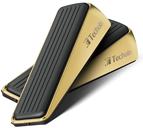Techoln Door Stoppers for Bottom of Door, Metal and Rubber Door Stop, Doorstops for Inside Door, Door Wedge Holder Blocker for All Floor Surfaces, Easy Storage Wall Security (2, Black Gold)