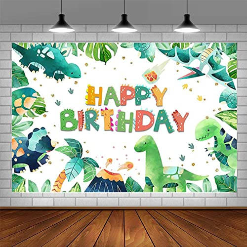 Bymivofun Dinosaurier Geburtstags Banner, Kinder Happy Birthday Party Hintergrund, Karikatur Geburtstags Hintergrund, Professionelle Fotografie, Wandhintergrund (5 x 3 Fuß)
