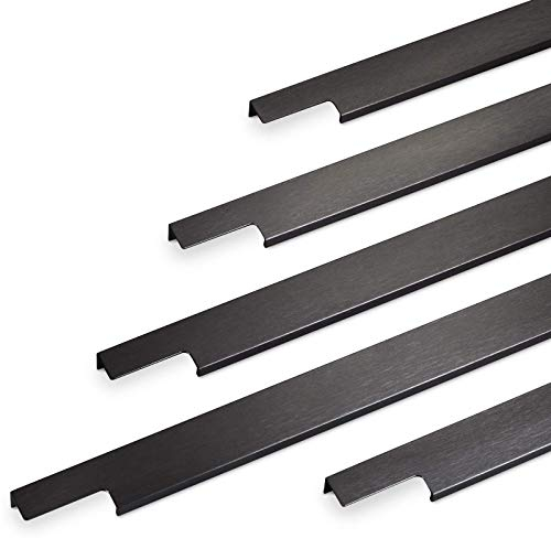 2 Stück Möbelgriffe BLANKETT 495 mm schwarz gebürstet Profilgriffe Hinterschraubgriffe Schubladengriffe Griff-Profilleisten von SO-TECH®
