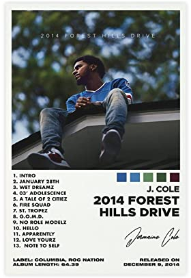 ORROBI J Cole Poster 2014 Forest Hills Drive, Albumcover, Poster, Leinwandposter, Wandkunst, Dekordruck, Bild, Gemälde für Wohnzimmer, Schlafzimmer, Dekoration, ungerahmt, 30 x 45 cm