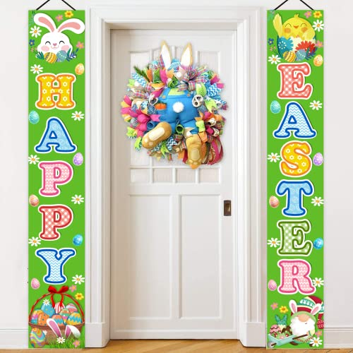 Oster-Banner, 180,3 x 30,5 cm, Oster-Veranda-Schild, Frohe Oster-Banner, Osterbanner für Außen- und Innen-Türbanner, Oster-Party-Dekorationen für Oster-Party, Frühling, Oster-Veranda-Dekor