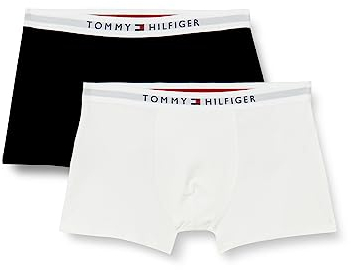 Tommy Hilfiger Jungen 2er Pack Boxershorts Trunks Unterwäsche, Mehrfarbig (White / Black), 14-16 Jahre