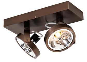 Qazqa Verstellbarer Deckenstrahler, Deckenspot - Go - Dunkelbronze, max. 3W, Geeignet für LED, 30cm, Rechteckig, 2-flammig, Ideal als Flur, Küche lampe, Schlafzimmerlampe und Wohnzimmerlampe