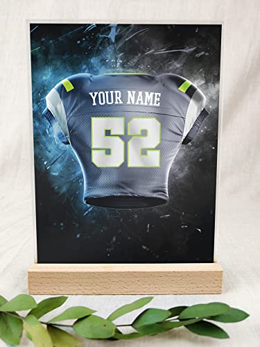 Seattle Fanartikel Acryl Tafel - Personalisiertes Geschenk, Football, American Football, Geschenke Jungen, Fanartikel, Fanartikel Kinder, Fan Geschenke, Seattle Trikot für Seattle-Fans