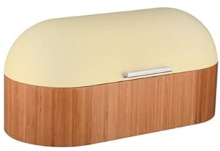 Luckyberg Brotkästen aus Holz mit Metal Deckel,Brotaufbewahrungsbox,Geräumiger Brotkasten aus Metall, Brot und Kekse Lange Aufbewahren und Frisch, (Creme)