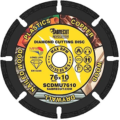 1 x SabreCut SCDMU7610 76mm (3 inch) x 10mm Bore Vacuum Brazed Multi Material Cutting Angle Grinder Circular Saw Diamond Disc Blade