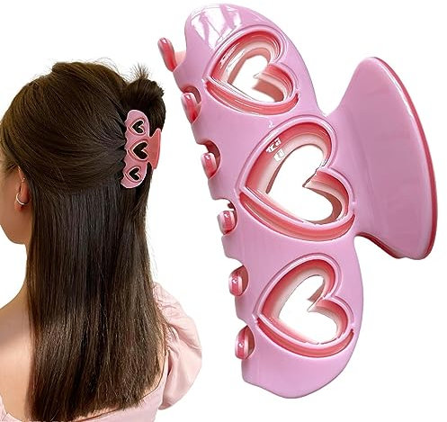 Rosa Haarspangen | Rosa Krallenklammern mit hohlem Herz | Süße kreative dekorative Haarspangen für den Alltag, Hochzeit, Reisen, Abschlussball, Par Ngumms