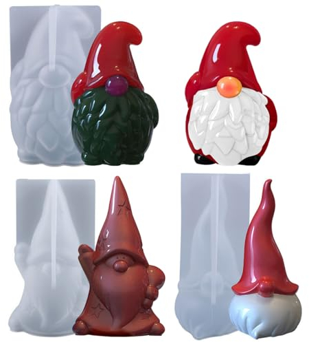 3 Stück Weihnachten Zwerg Kerzenform Silikonform Silikon Kerzen Formen Gießen, DIY Handgemachte Kerzen Gießform Weihnachten Candle Silikonformen, Kerzen Seifenform Für Handarbeit Ornamente Duftkerze