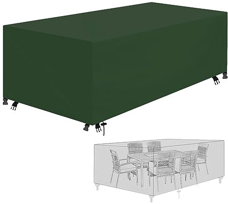 PRELGOSP Garden Furniture Cover, Heavy Duty 420d Oxford Fabric Garden Furniture Covers Waterproof, Anti-Uv, Windproof Outdoor Rattan Furniture Cover,green,250x250x90cm