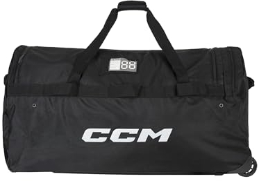 CCM Pro Goalie Wheeled Bag, Black, 44” (112 x 61 x 61 cm), Three All-Terrain Wheels, Polyester Fabric, Tarpaulin Reinforcement, Player ID Pocket