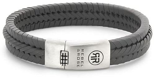 Rebel and Rose RR-L0154-S - Twisted 925 Anthrazit - Armband-Größe L, Perlen oder Leder Armband