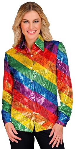 W WIDMANN MILANO Party Fashion - Party Fashion Pailletten Bluse für Damen, Disco Fever, Schlagermove, Damenhemd, Animal Print, Festival, Faschingskostüme