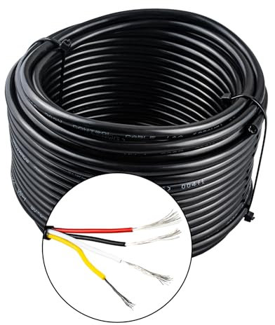 URCIANOW 22 Gauge 4 Core Cable 15M Low Voltage Lighting Electrical Wire Cable 4 * 0.32mm² Stranded PVC Cord Tinned Copper Wire Flexible Extension Power Cord for LED Lamp(22AWG/4)
