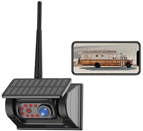 Wireless Backup Camera for Car Solar Wifi Magnetic Camera for iPhone, Front/Rear View Camera 1080P Waterproof, RV Backup Camera for Truck Trailer Bus Camper Boat